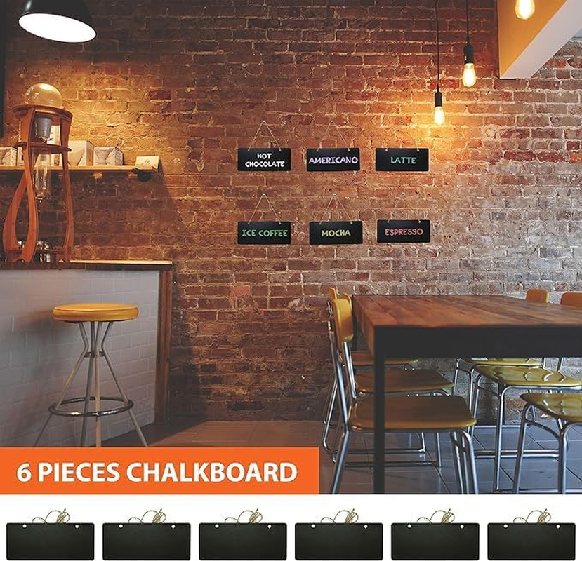 2 Hanging Chalkboard Signs, Large 9.84X8 Inch - Double Sided | Standard Chalk and Other Side for Liquid Chalk Markers - Memo Message Sign - Mini Chalkboard for Home, Party, Store, Office, Garden image number 3