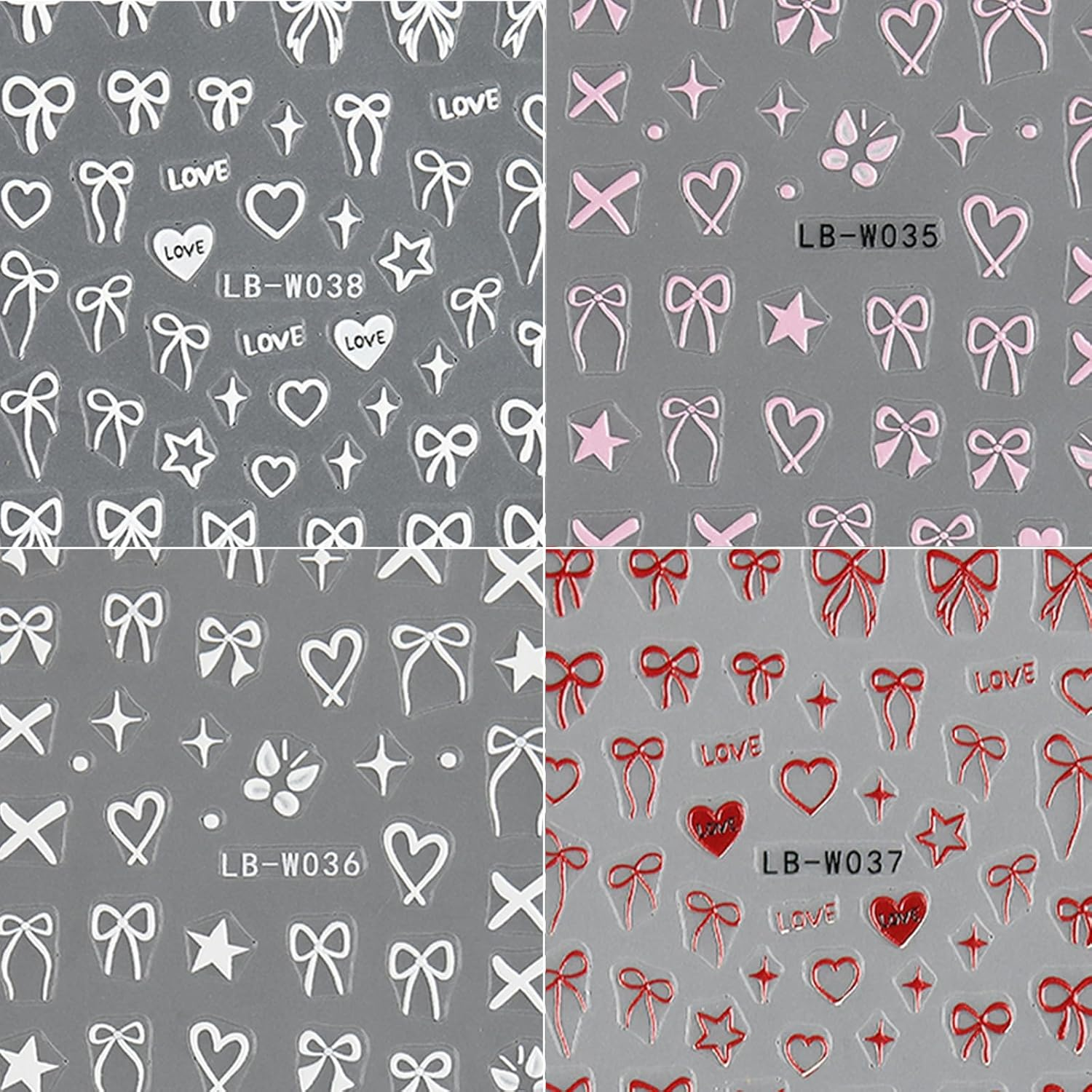 4 Sheets Bow Heart Girl Nail Art Stickers Star Butterfly Self-Adhesive Nail Stickers DIY Nail Art Decoration Accessories Silver Glitter Design Easy to Paste Long-Lasting DIY Nail Decoration for Girls image number 5