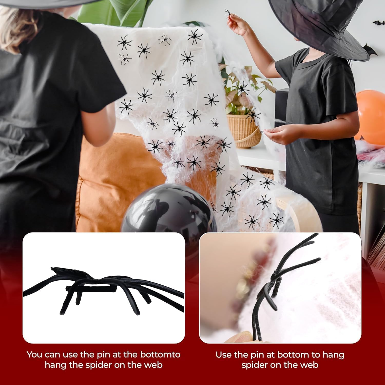 Halloween Spider Web Decorations Outdoor, 7 * 5.5M Triangular Spider Web 1.5M Giant Spiders, 20Pcs Small Spiders and Cotton for Indoor outside Halloween Decor Party Yard Lawn Home Garden Haunted House image number 5