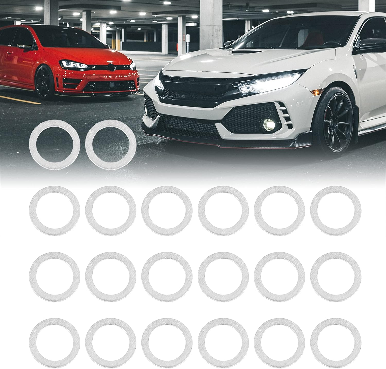 X AUTOHAUX 20Pcs M14 Silver Tone Oil Drain Plug Gaskets Replacement for Mazda 9956-41-400 image number 4