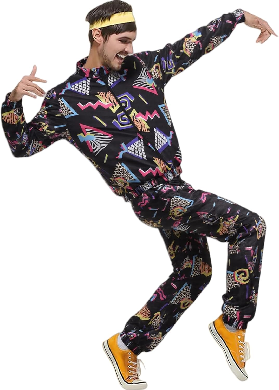 COSOUKE 70S 80S Retro Costume Men Women Shell Suit Halloween Disco Costumes for Adults Long Sleeve Sports Tracksuits Set