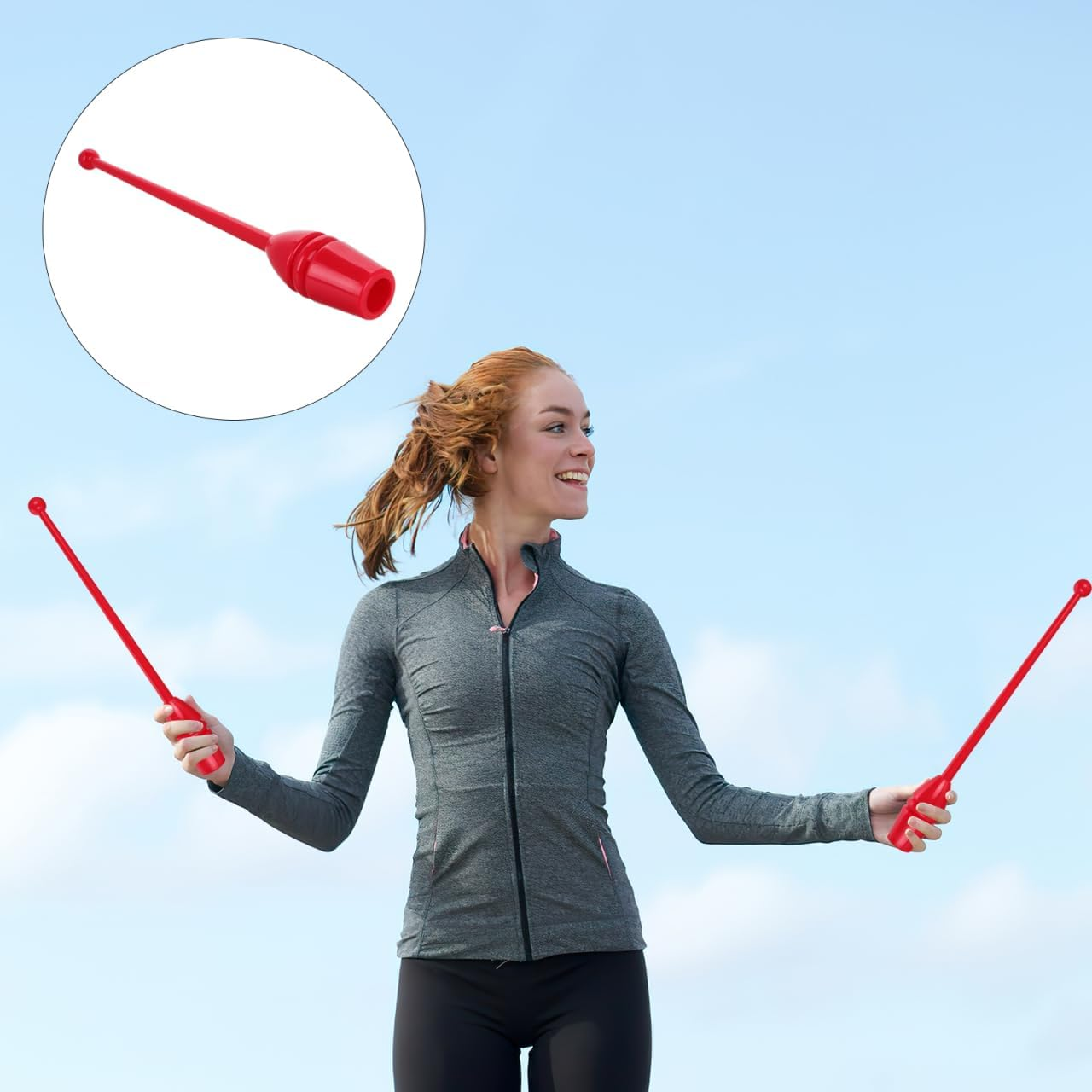 Gymnastics Stick for Rhythmic Training - Red PP Gym Equipment for Adults and Kids Ideal for Home School and Fitness image number 1