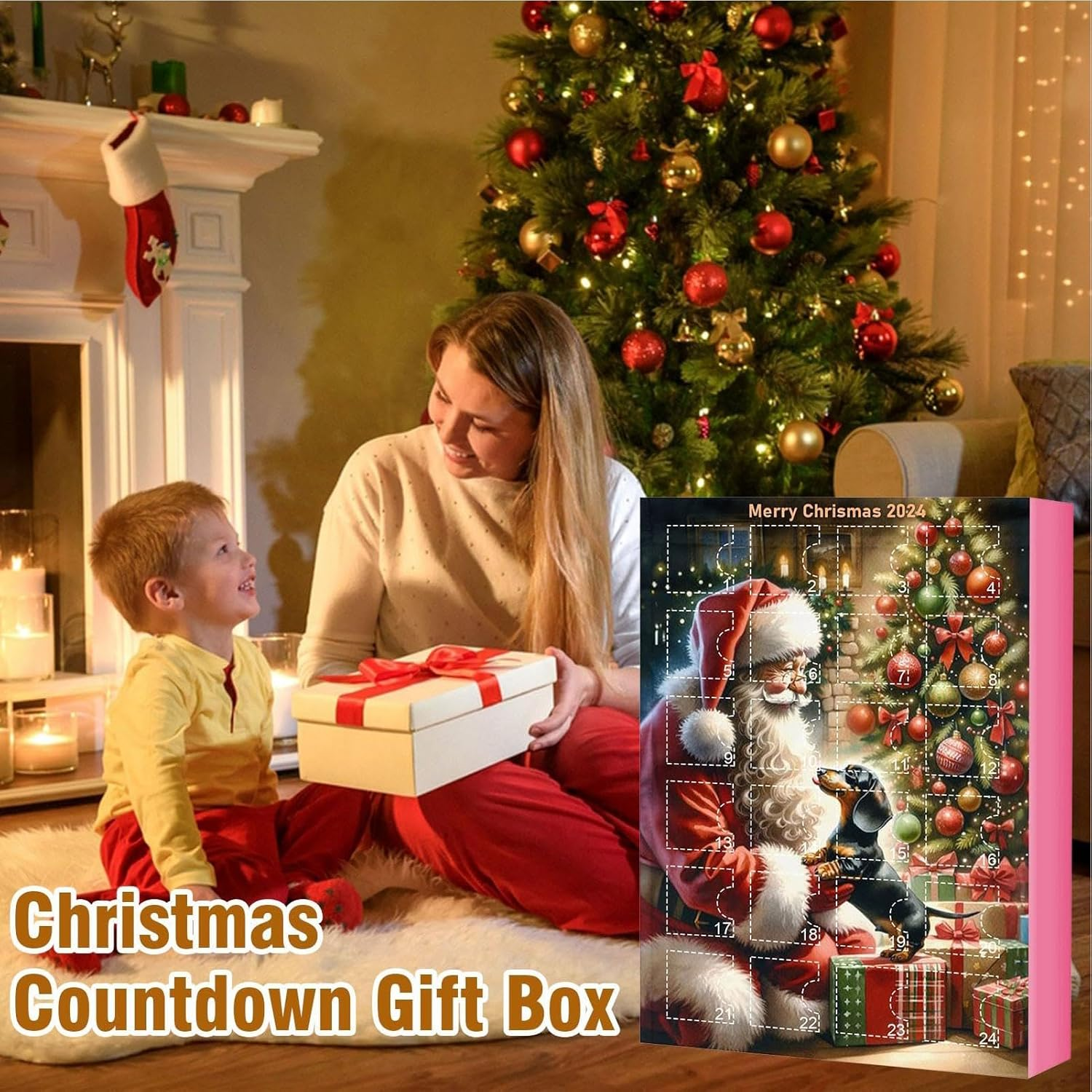 Dachshund Advent Calendar 2024, Funny Dog Christmas Countdown Calendar 2024, 24 Days Christmas Advent Calendar with Dachshund Ornament, Christmas Collectible Cute Dog Set for Kids Adults image number 2