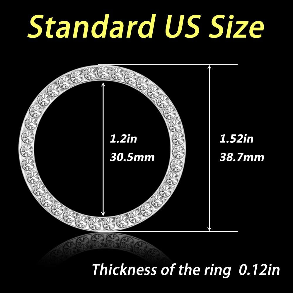 Anourney Silver Bling Crystal Rhinestone Car Engine Ignition Button Ring, Emblem Sticker, Girly Car Interior Accessory Decoration for Push to Start Button Cover, AC Control Knob,Car Shift Cover&hellip; image number 5