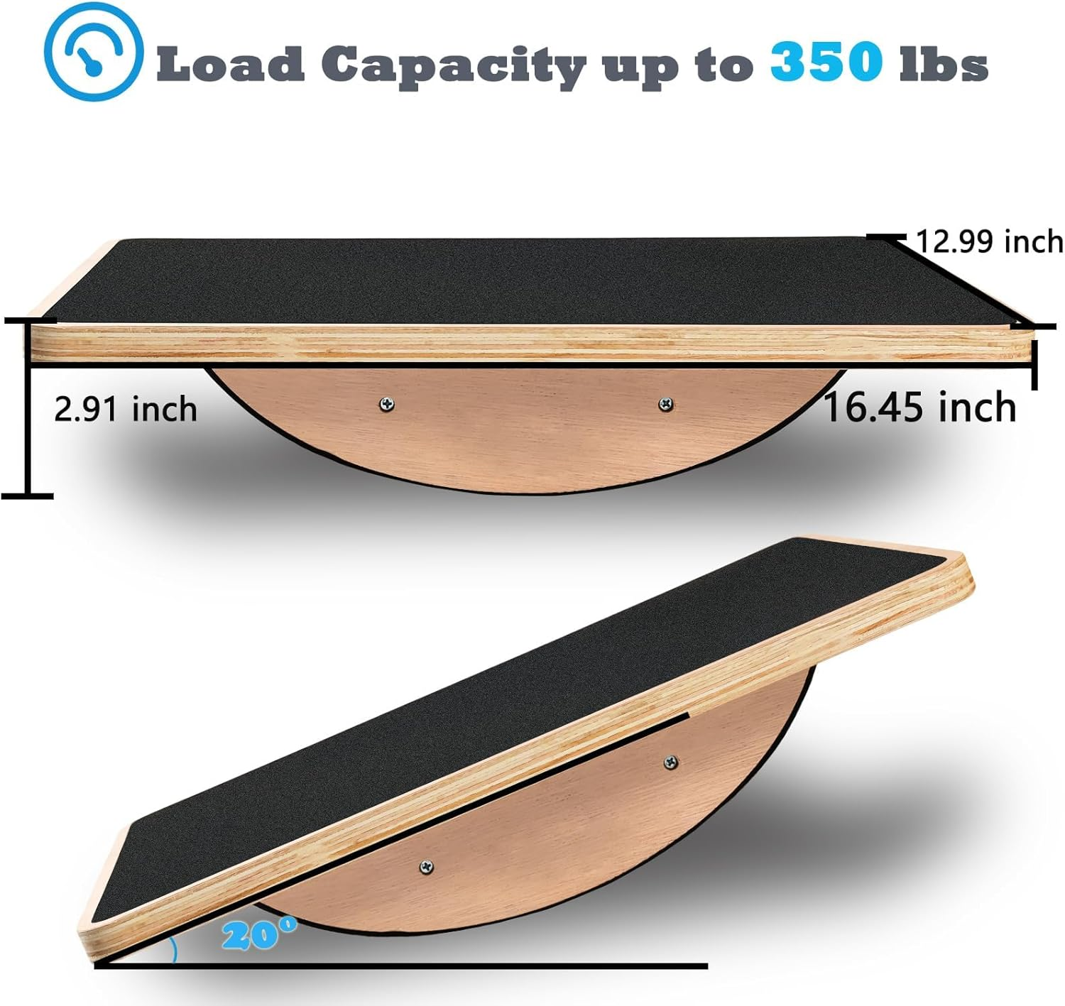 Wobble Board Balance Boards for Adults Anti-Slip Wooden Balance Board for Physical Therapy & Core Strength, Ideal Balance Board for Standing Desk with Ankle Support image number 1