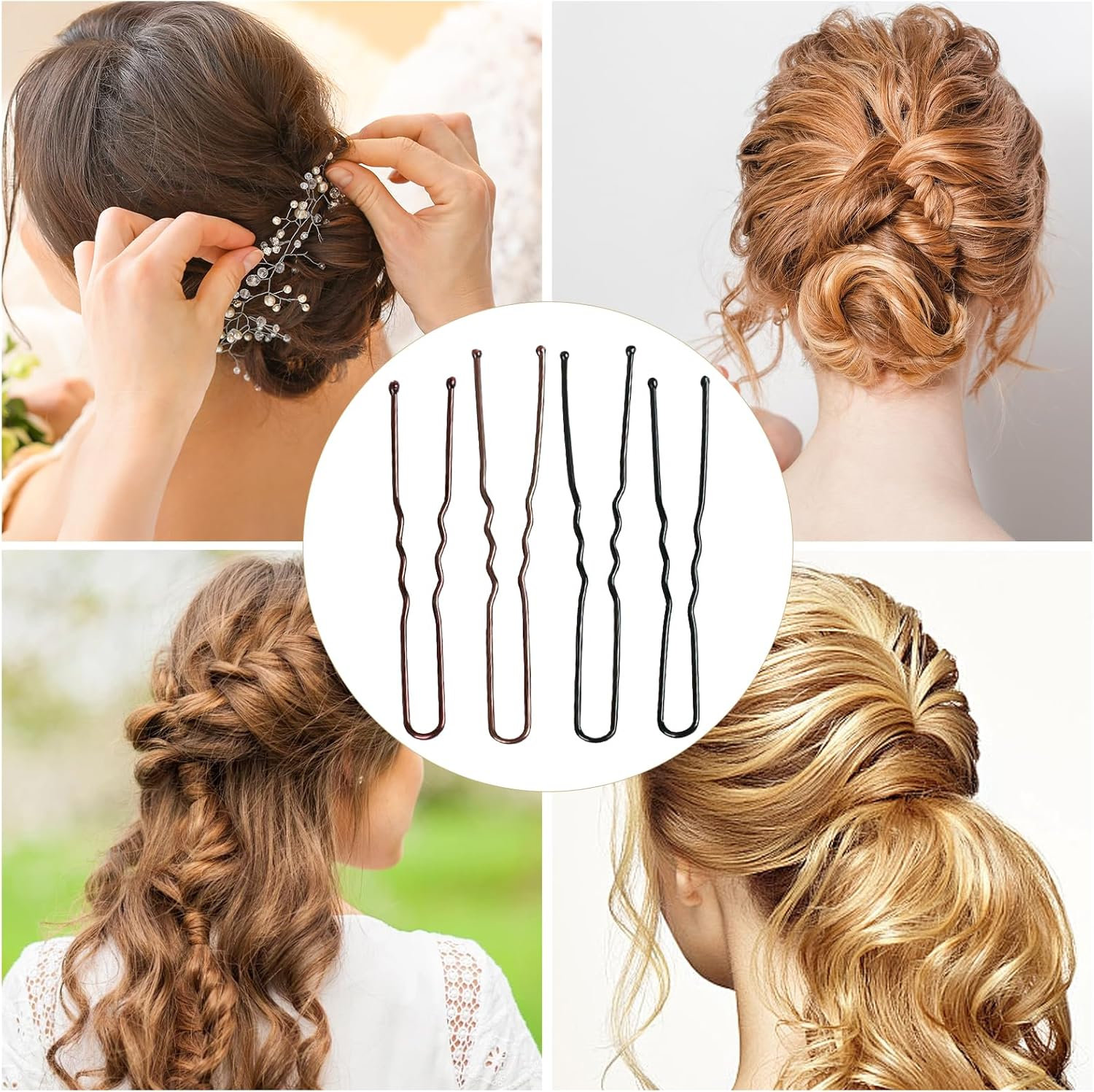 Bobby Pins Brown Metal Hair Clips U Shaped Hair Pins Black With image number 3