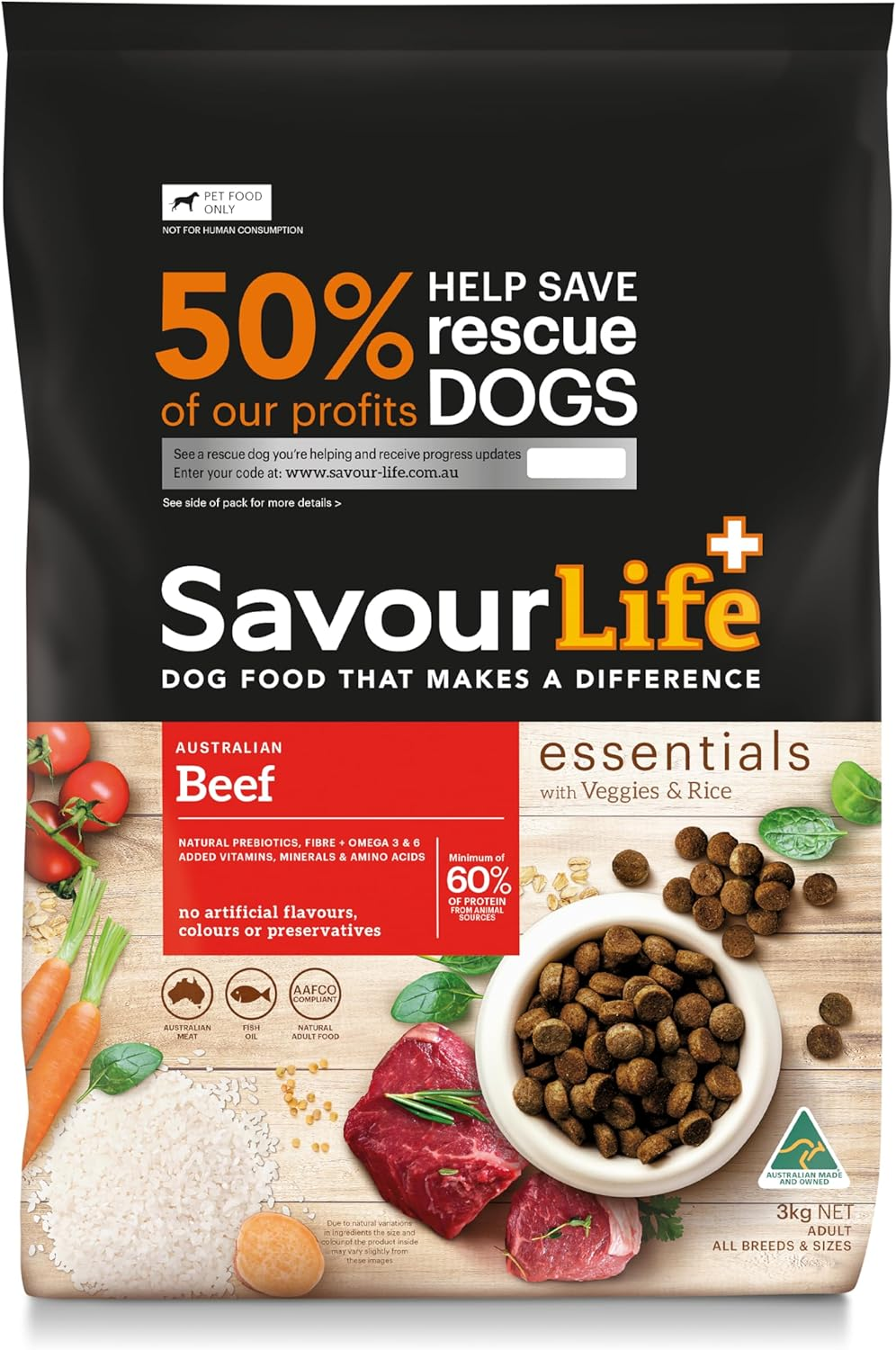 Savourlife Essentials Dog Food, Australian Beef Veggies & Rice, 3Kg image number 5