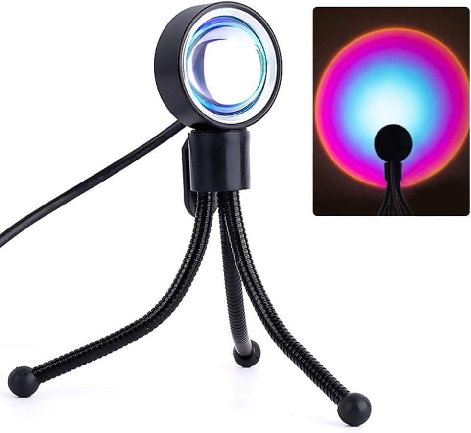 LED Sun Sunset Rainbow Projector Atmosphere USB Night Light Lamp for Room Decor (Sunset Red)