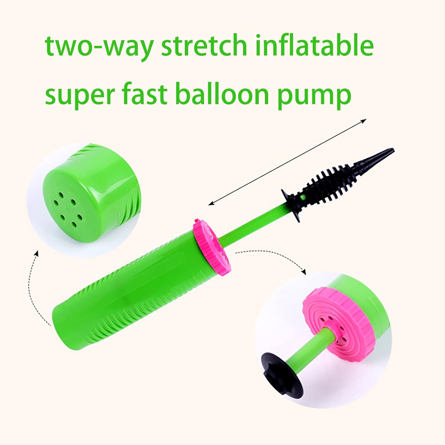 Balloon Pump Handheld Two-Way Dual Action - Hand Blower Air Pumper for Balloons - Ballon Inflator Pumping - Manual Baloon Inflators Machine - Pink image number 6