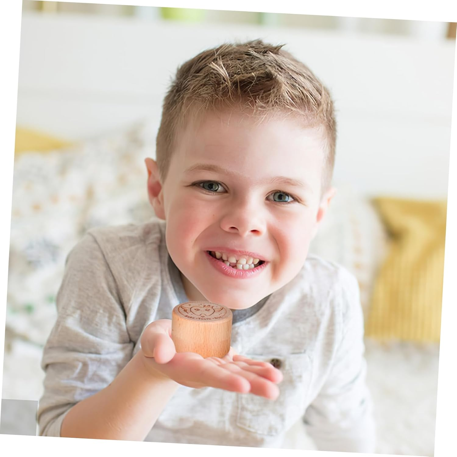 ULTECHNOVO 4Pcs round Wood Storage Box Multipurpose Keepsake Box Lid Tooth for Boys and Girls Decorative Trinket image number 1