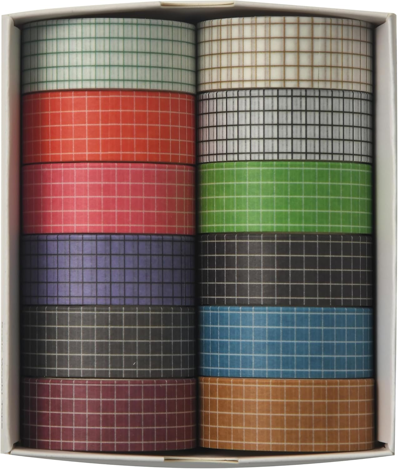 Songdao 12 Rolls Grid Washi Tape Set Plaid Arts Adhesive Tapes Basic Patterns Decorative Masking Tape Sets for Craft, Kids, Scrapbook, DIY, Gift Wrapping (Style One) image number 4