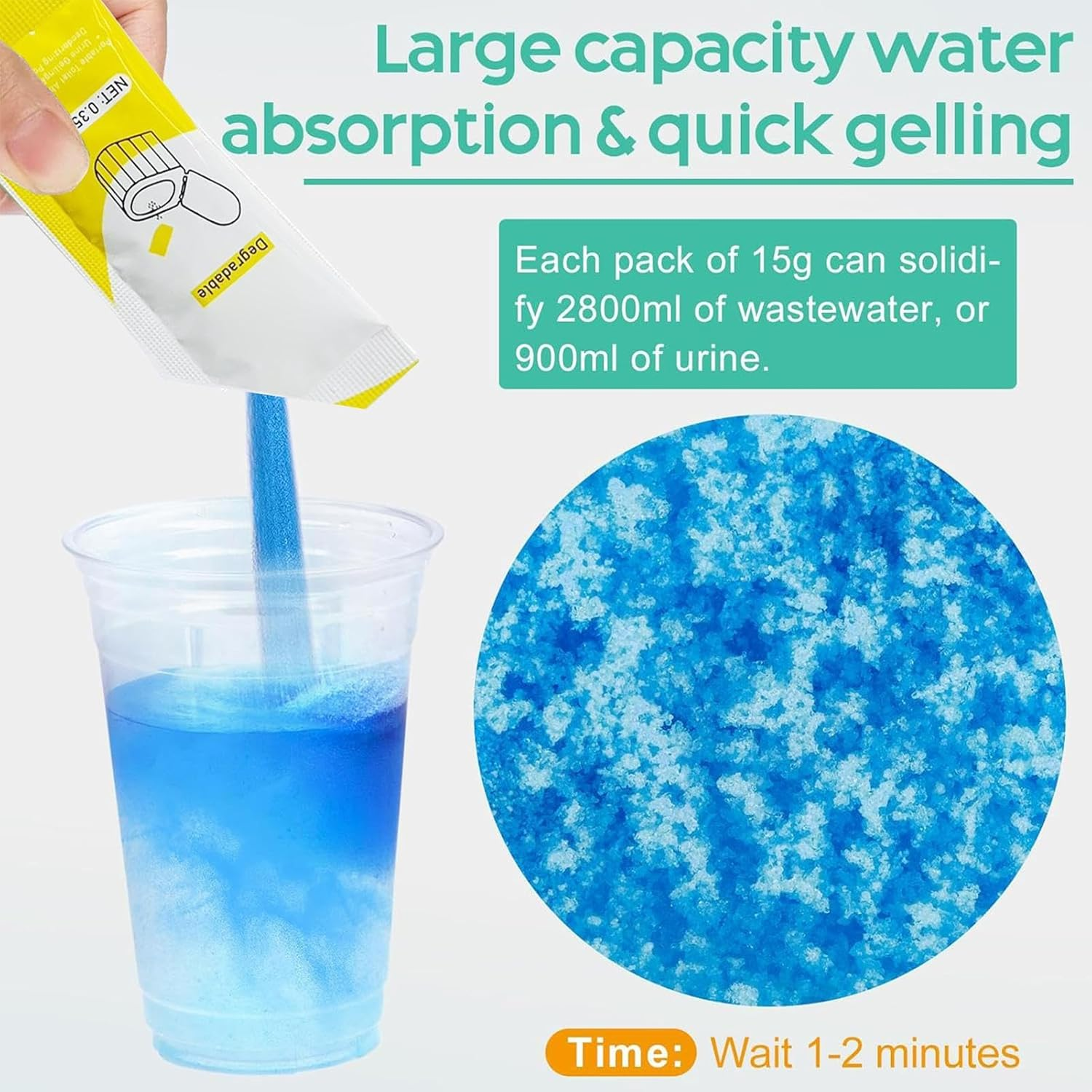 Poop Gel - Camping Poop Gel Pee Powder | Pee Deodorizer Odor-Eliminating Coagulant for Fishing Trip Survival Hunting RV Outdoor Travel Hiking image number 5