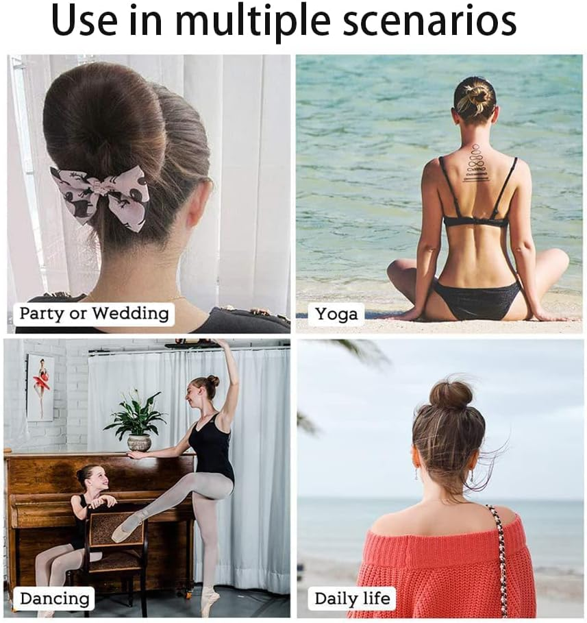 4-Piece Doughnut Hair Bun Maker Set with 2 Elastic Hair Bands, 30 U-Shaped Hair Clip, Hair Pin, Bun Cushion, Bun Maker for Children, Girls, Women (Brown 2)