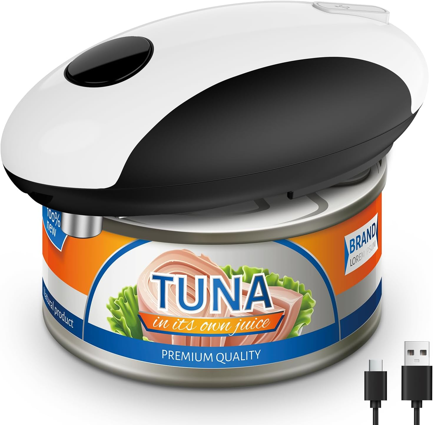 USB Rechargeable Electric Can Opener - Battery Operated, One Touch Auto Operation, Magnetic Lid Holder & Smooth Edge Cutting, Cordless & Hands Free Tin Opener for Seniors, Works with All Standard Cans