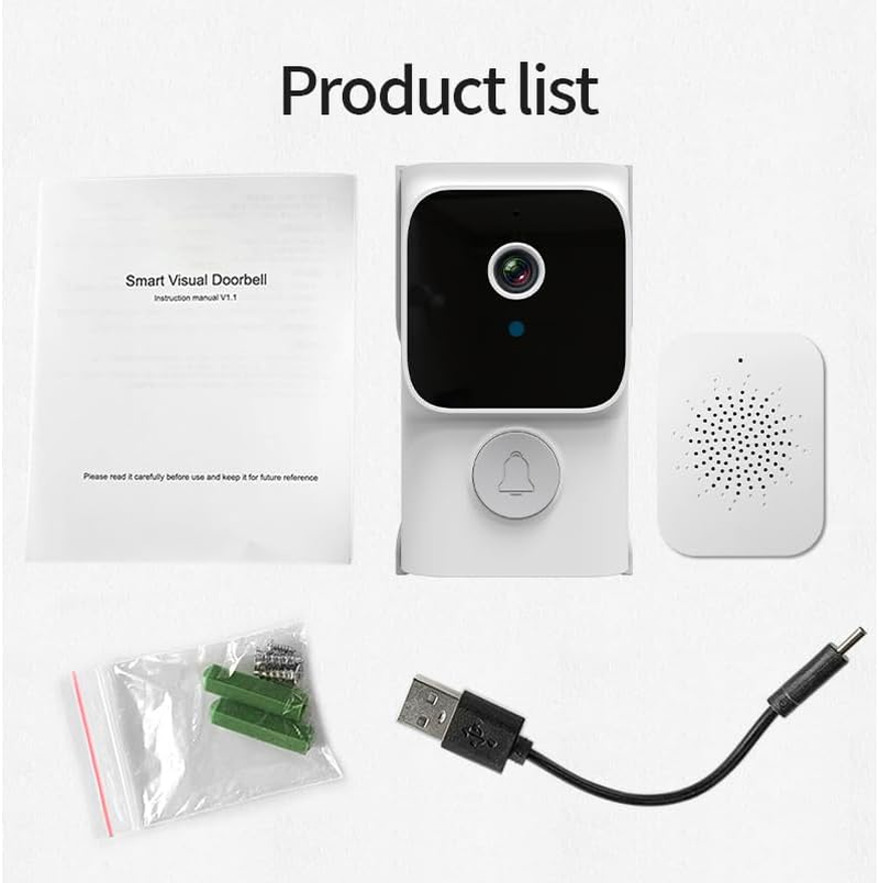Wireless Doorbell Camera with Chime 2K HD, Wifi Video Doorbell Camera with Voice Changer, Motion Detector, Anti-Theft Device, Night Vision, 2-Way Audio (White) image number 1