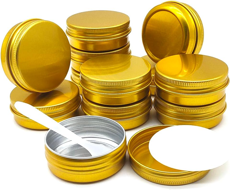 Wopanxye 12Pcs 1Oz 30Ml Aluminum Tin Jar, 30G Refillable Makeup Container, 30 Gram Gold Screw Lid round Can Sample Pot for Cosmetic DIY, Handmade, Lip Balm, Cream, Salve, Toner, Candle, Paint, Scrub image number 3