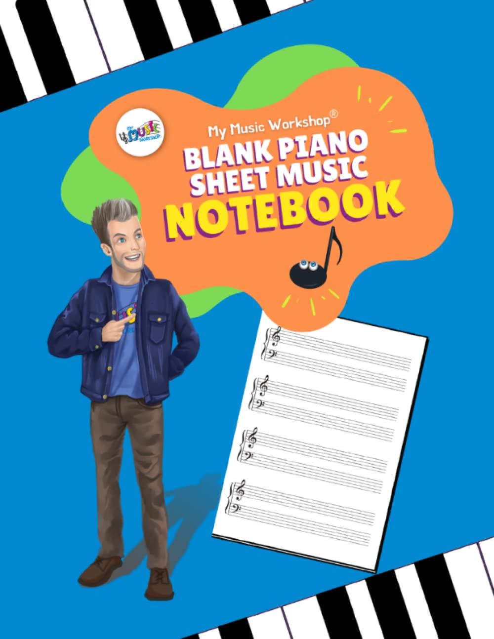 Blank Sheet Piano Music Notebook for Kids and Beginners | Large Wide Staff Manuscript Paper, 8.5 X 11, 100 Pages | Great for Learning, Writing, and Composing Piano