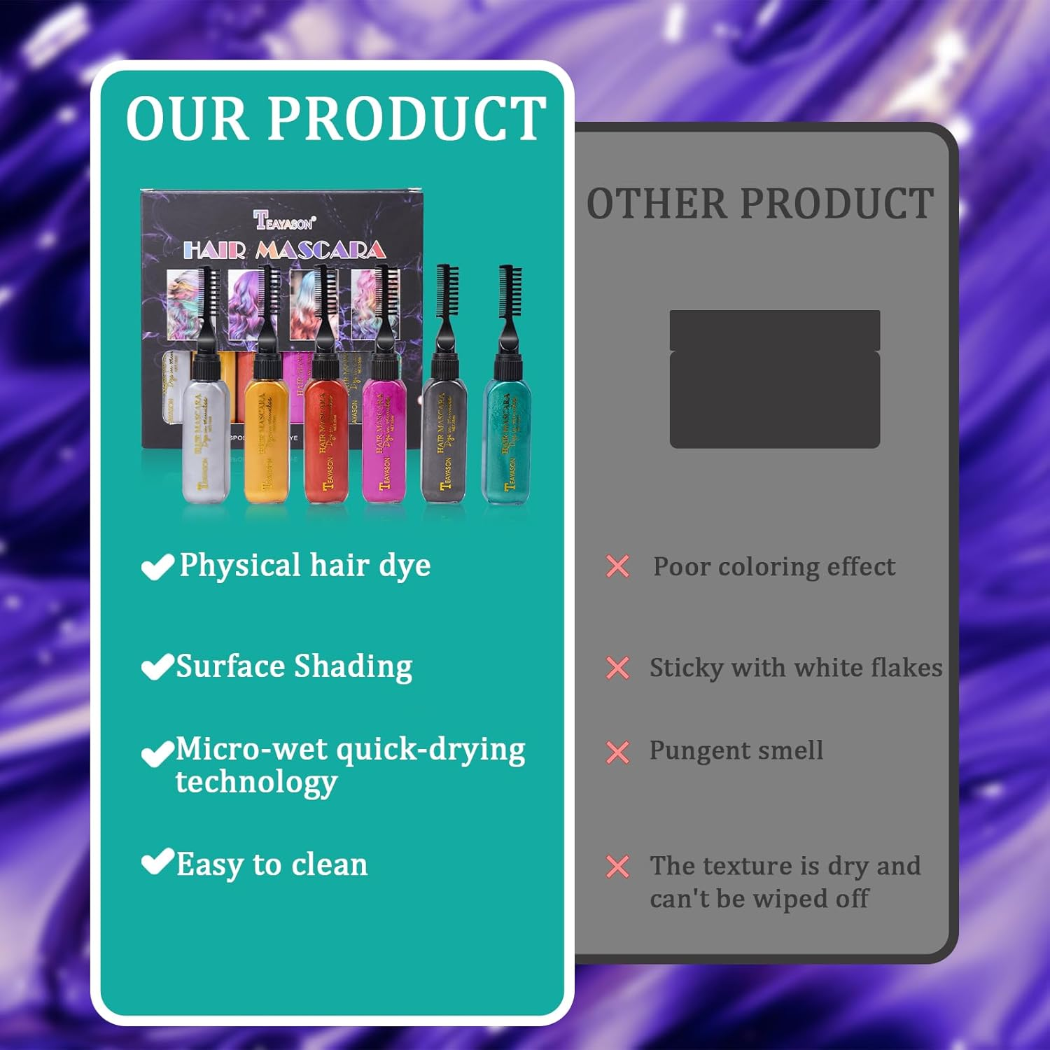 Hair Chalk Comb, 6 Colors Temporary Hair Color for Girls Kids Women Gifts for Girls and Boys Age 4 5 6 7 8 9 10 11 12 for Halloween Christmas Makeup Birthday, Washable image number 6