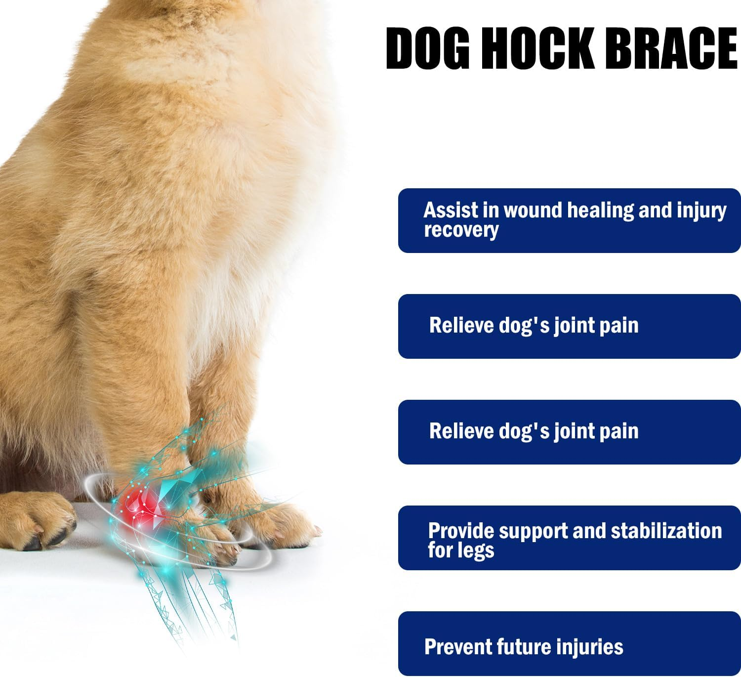 Dog Knee Brace for Rear Hock, Dog Leg Brace Rear Dog Front Leg Brace with Metal Bars Dog Canine Front Leg Brace Wrap for Wrist Support ACL Tear Wound Protection (Size L) image number 1