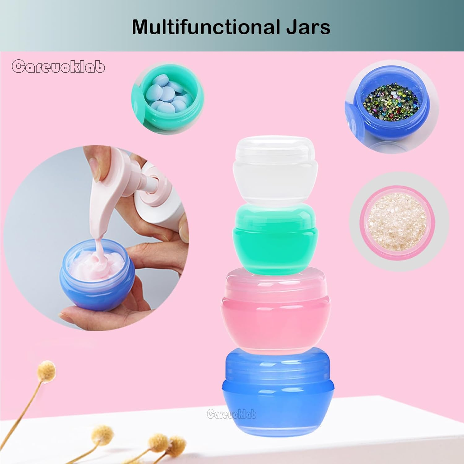 12 Pack Containers for Toiletries, 30&10Ml Jars, Leak-Proof Travel Size Toiletries Containers with Lids for Cosmetic Makeup Face Body Hand Cream (2 Size) image number 5