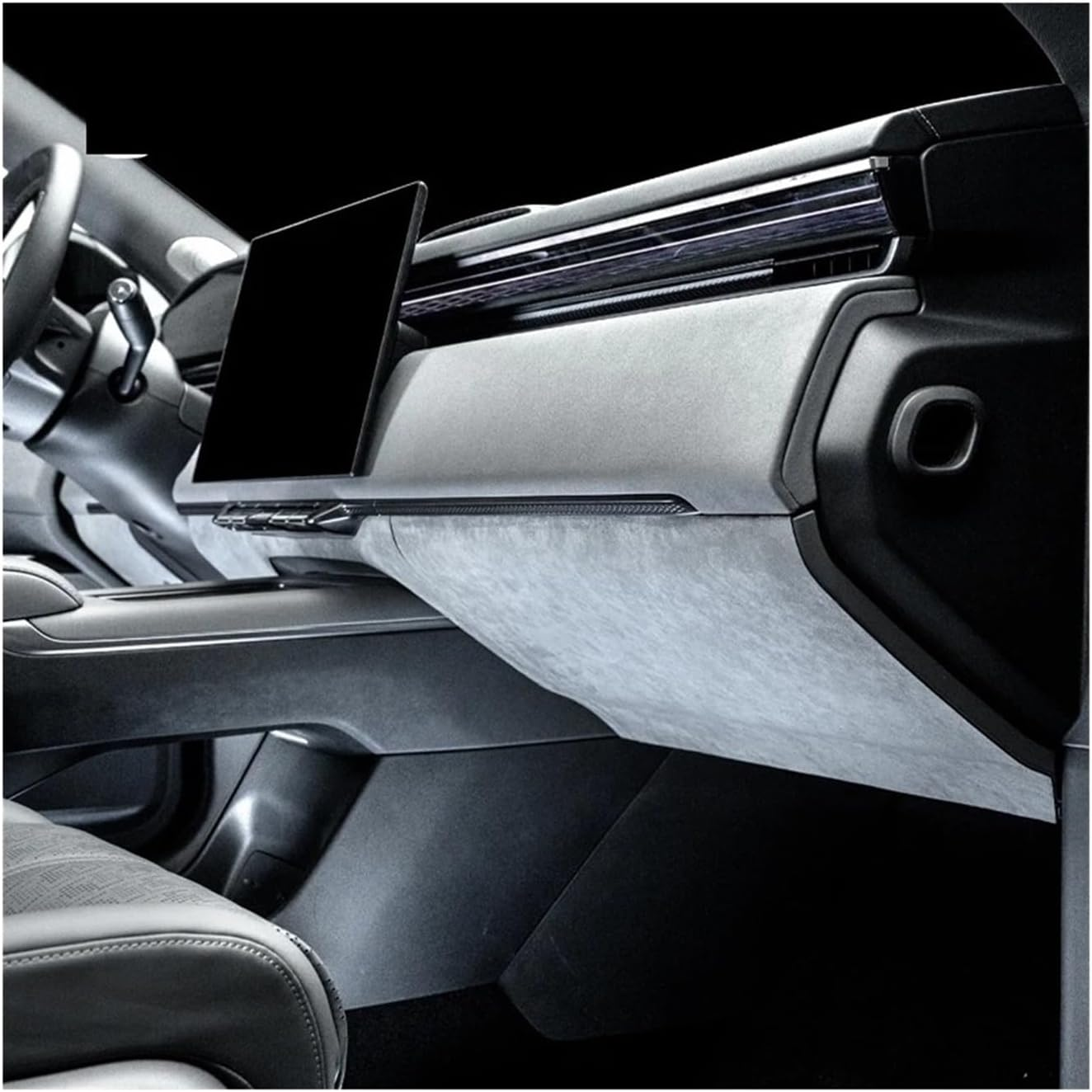 PLKGMLNO Central Control under Decorative Stickers Compatible for Zeekr 7X Alcantara(Gray) - Grey image number 6