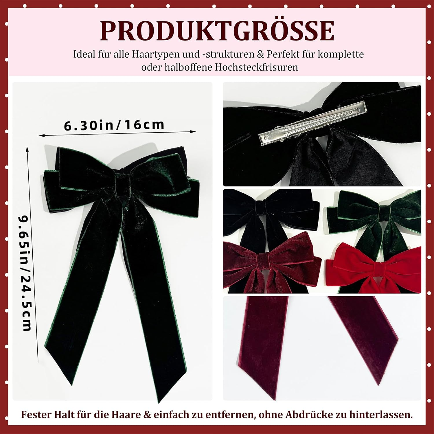 Hudiejiefashi Bow Hair Clip Velvet Hair Bow Clips, French Hair Clips with Large Bow Hair Accessories for Women Beauty image number 1