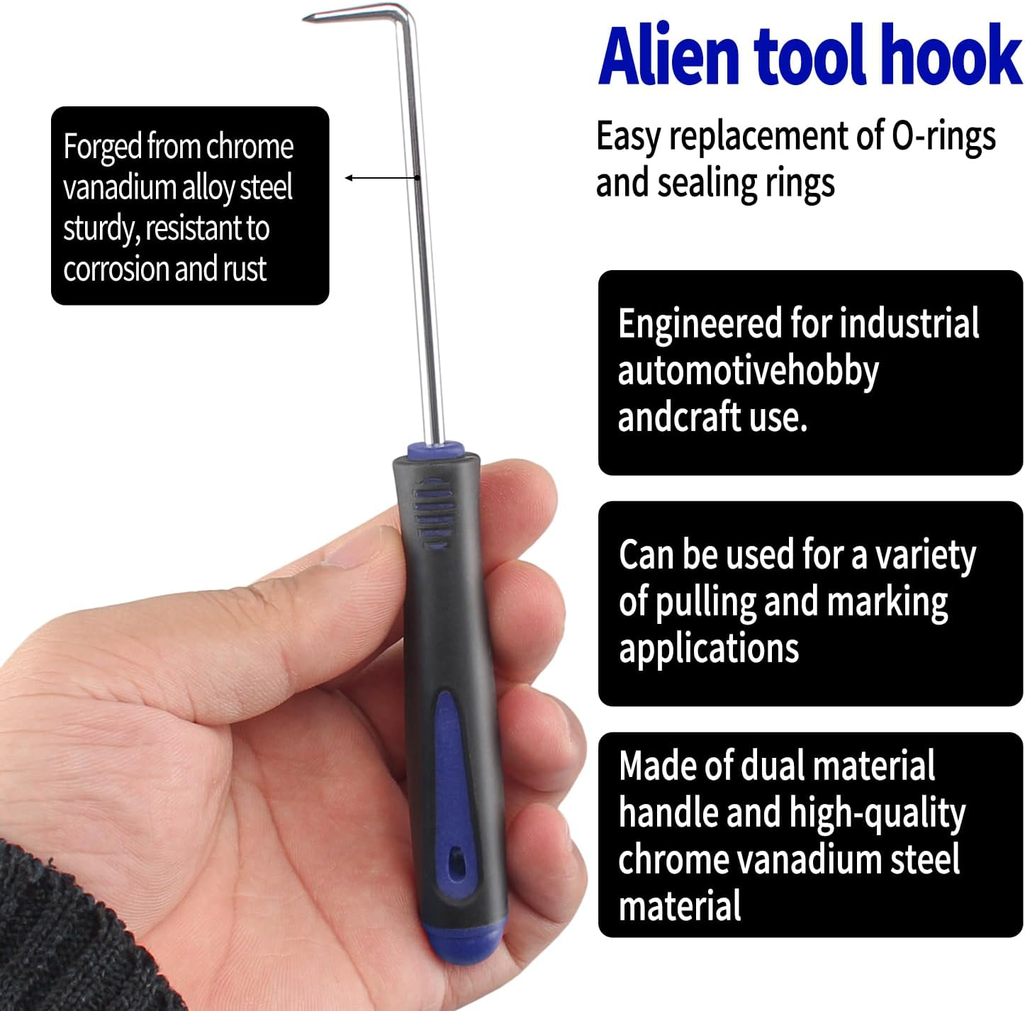 Wetado Pick and Hook Set, Automotive Pick Tool Set for Car Auto Oil Seal/O-Ring Seal Gasket Pick Mini Hooks Puller Remover (4PCS) image number 6