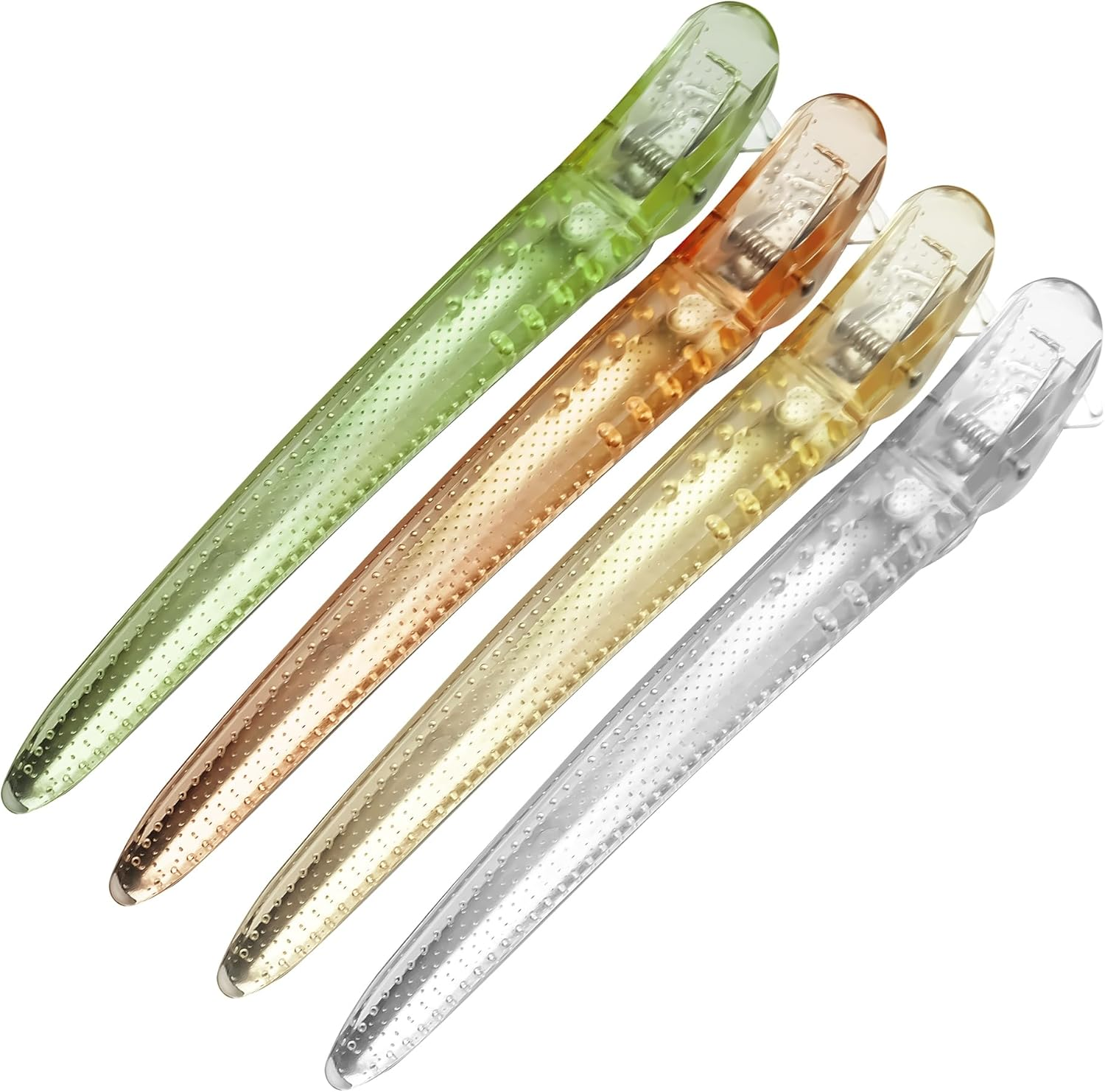 Pack of 4 Hair Clips Professional Section Clips Hairdresser and Compartments, Non-Slip Hair Clips with Duck Beak and Non-Slip Teeth, Hair Cutting Clips for Hairdressing Salon and Home (Four Colours)