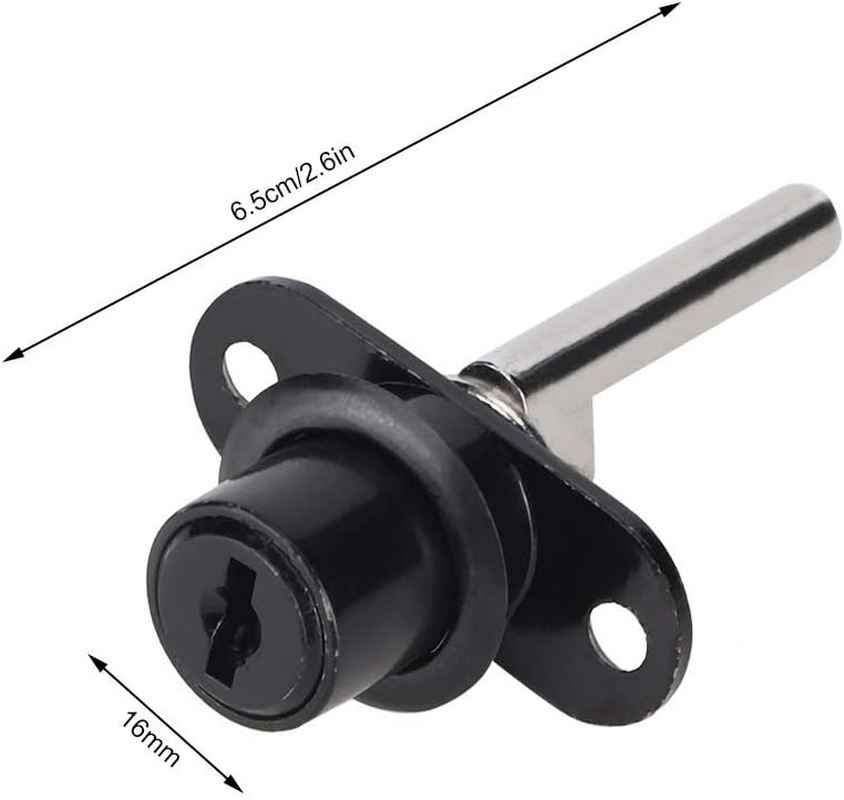 Furniture Drawer Wardrobe File Cabinet Lock Set Office Security (16Mm Black Single Lock Head) image number 1
