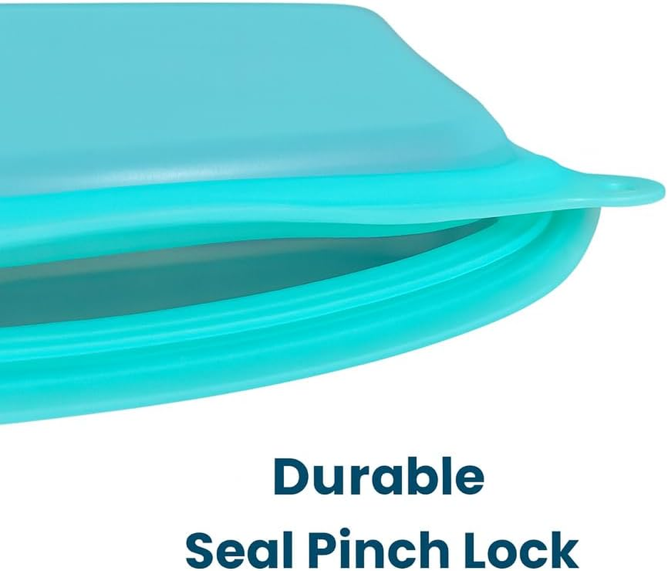 1.2L Platinum Silicone Food Bag &ndash; Leakproof, Freezer & Microwave, Dishwasher & Dishwasher Safe &ndash; Stand up Reusable Pouch&ndash; AQUA image number 1