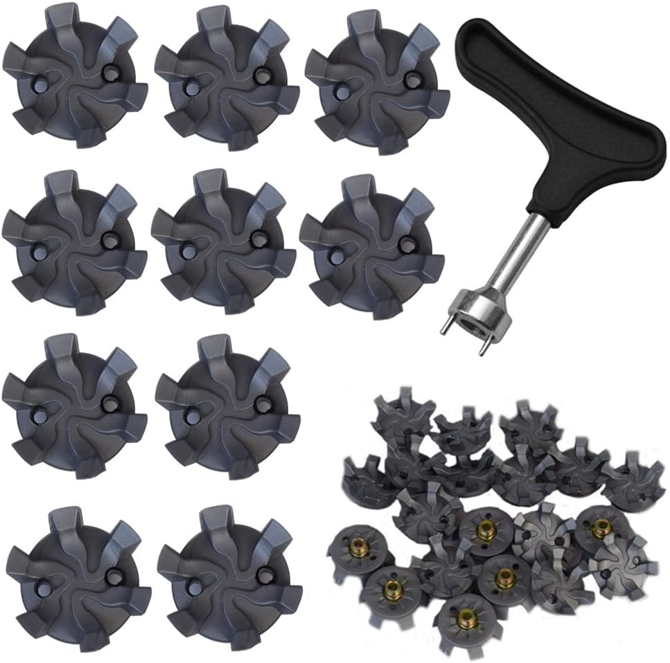 Golf Shoes Spike,20Pcs Golf Shoe Spikes Studs Replacements Tooth Stinger Screw Cleats,Golf Shoe Spikes Replacements,With 1 Piece Golf Spikes Key,Universal Non-Slip Golf Shoes (Grey) image number 2