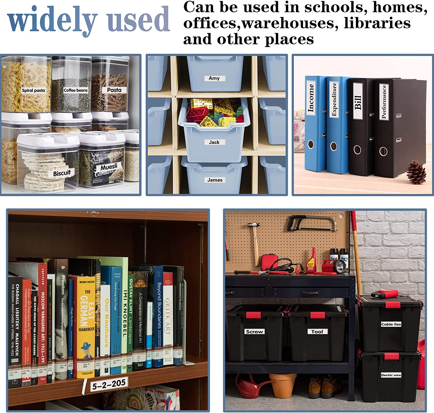 Self Adhesive Label Holders, ELEMGULY 55 Pcs Adhesive Shelf Tag Shelf Label Holder Clear Pocket Holder with Paper for Supermarket, Bookshelf, Kitchen (4.3 X 1.2 Inch) image number 6