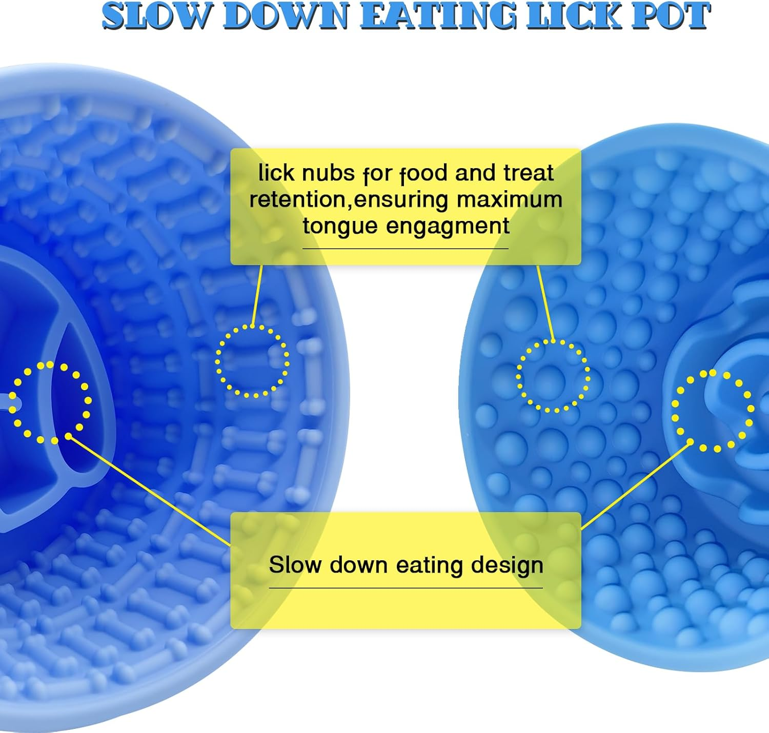HAOJIAXUANH Dog Slow Feeder Bowl, 2Pcs Blue Silicone Dog Bowl Set,Healthy Pet Interactive Feeder with Suction Cups,Slow down Eating Speed,Dog Toys for Distraction,Relieve Anxiety image number 1
