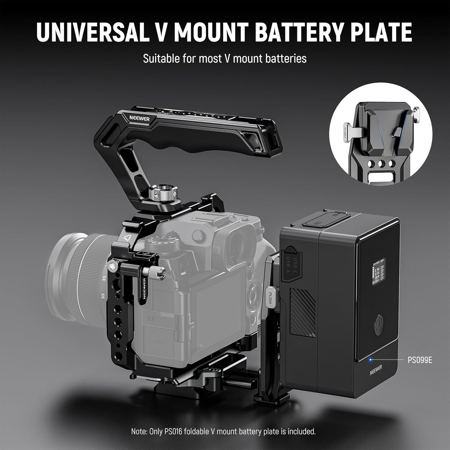 NEEWER V Mount Battery Plate with NATO Rails, Arca Type Baseplate for RS4 Pro RS3 Pro Gimbal, Modular DSLR Camera Video Rig Compatible with Smallrig V Lock Battery Camera Cage, PS016 image number 3