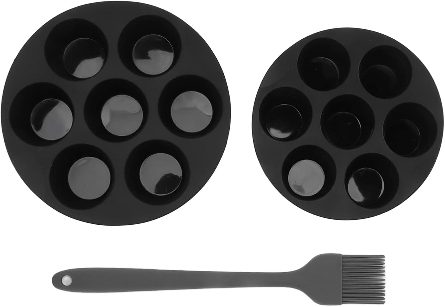 Muffin Pan, Set of 3 Flexible Silicone Muffin Pan Cupcake Tray, 7 Cup Baking Pan Air Fryer Accessories, 2 Sizes Nonstick Brownie Cake, Dishwasher Safe, (7In + 8In + Brush)