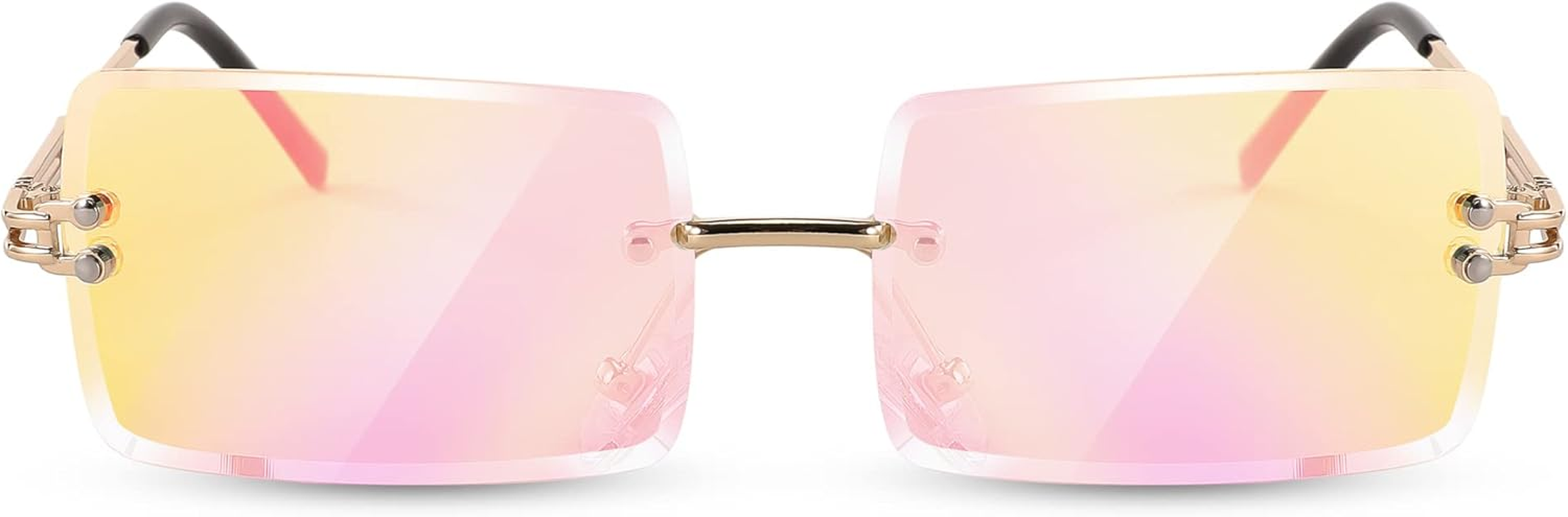 FEISEDY Vintage Rimless Sunglasses for Women Candy Color Sun Glasses UV400 Protection Rectangle Frameless B2642 image number 2