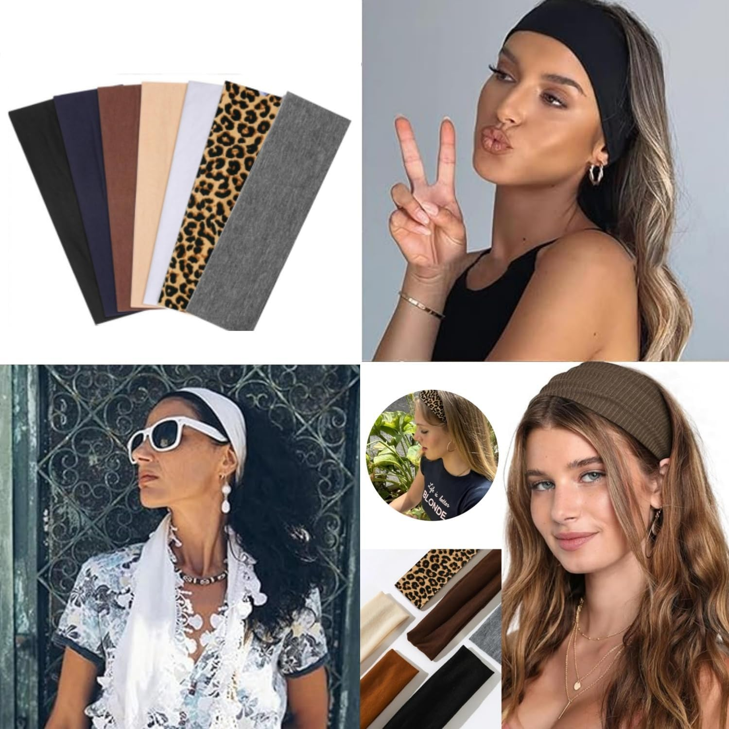 Shoyisenka 7 Pack Non-Slip Headbands for Women Soft Cotton Workout&Yoga Headbands, Sweat-Wicking Hair Bands for Running, Sport (Trendy & Elastic) image number 2