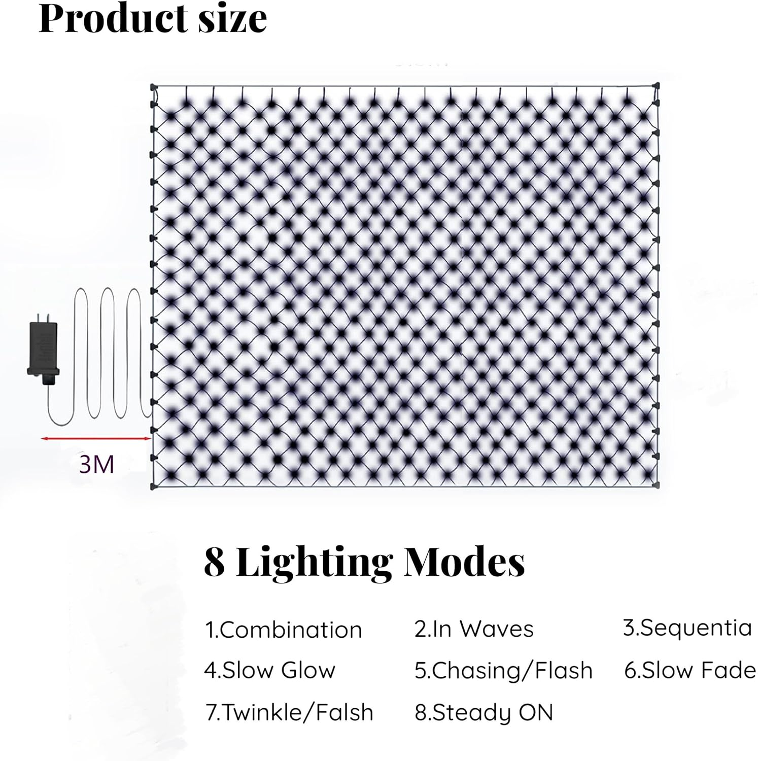 360LED Net Lights Net Fairy Lights 3.6 * 1,5M Outdoor Waterproof Garden Light,8 Light Mode Christmas Fairy String Lights for S Tree-Wrap Wedding Garden Bedroom Party Indoor Outdoor Decorations image number 1