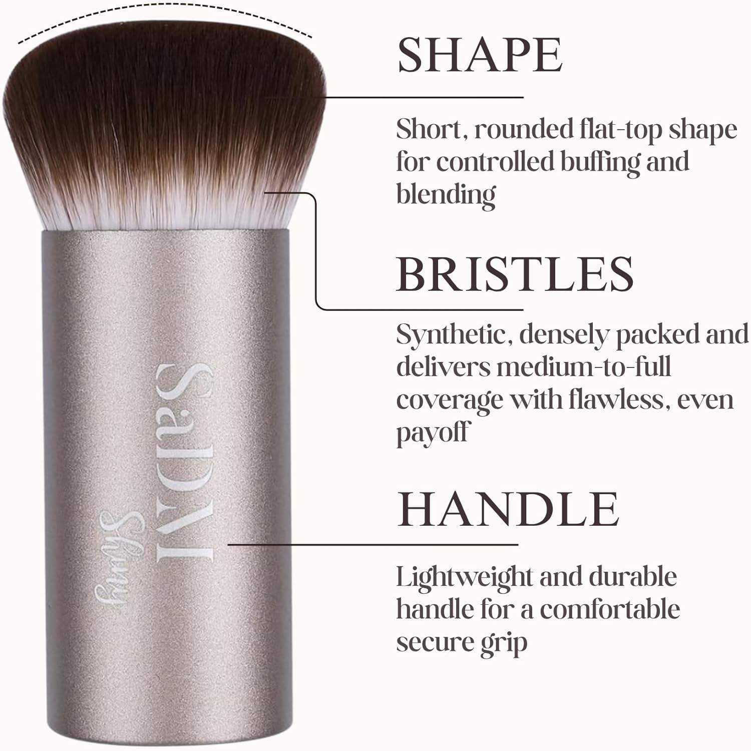 Kabuki Makeup Brush - Blender Brush for Powder, Cream, Liquid Foundation, Sunscreen, Blush Blending & Bronzer - Professional Make up Brush - Full Face Makeup Brush - Vegan & Cruelty Free image number 1