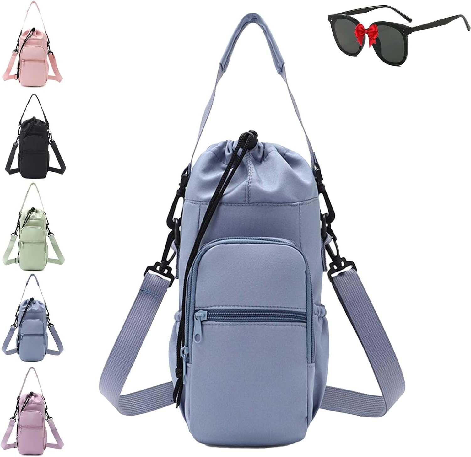 Water Bottle Shoulder Bag &ndash; the Ultimate Outdoor Companion, Water Bottle Bags with Strap for Hikings Camping (Purple)