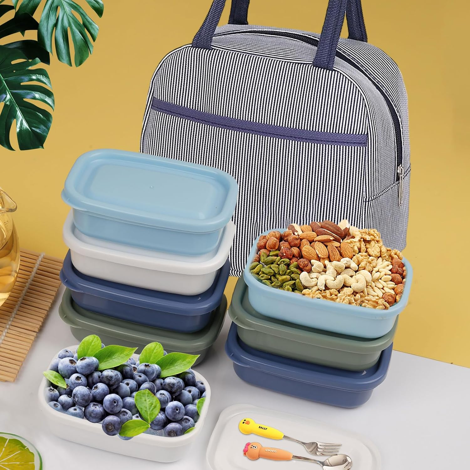 Small Containers with Plastic Lids, Pack of 8, 150 Ml Food Storage Containers, Reusable Containers for Freezing, Mini Freezer Containers for Storing Food, Snack Box, Lunch Boxes Accessories, Spice image number 6