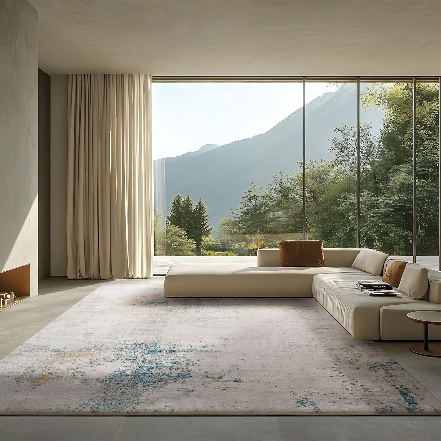 Safunion Area Rugs Living Room Rugs for Bedroom Kitchen Non-Slip Carpet Modern Abstract Rug Soft Floor Mat Home Decor Carpet (Abstract Grey/Blue/Gold/Multi, 200X300Cm) image number 6