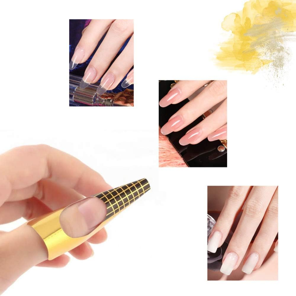 1 Roll (500 Pieces) Nail Stencils, Self-Adhesive Nail Stencils, Extension Foil, Modelling Stencils for Nail Art, Gel Nails, Artificial Nail Extension (Gold) image number 1