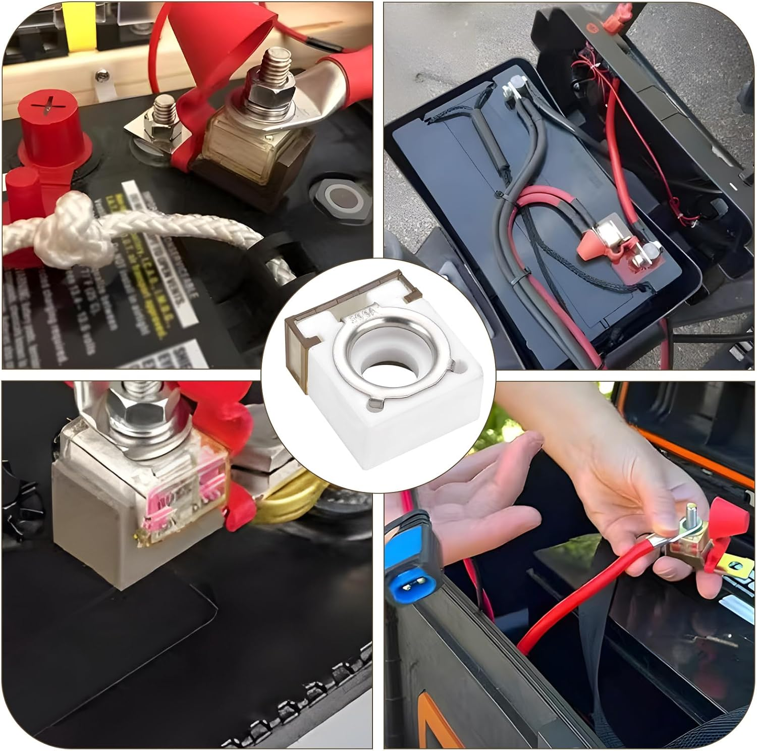 Emagtech 2Pcs 300A 58V Automotive Square Battery Fuse Terminal Metal Ceramic Fuse Replacement Parts for Circuit Protection of Automotive RV Crane Oower Supply image number 1