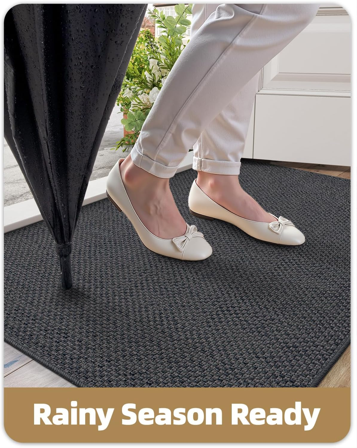 Color&Geometry Door Mat 24"X40", Front Door Mat Indoor Rugs for Entryway Non Slip Washable Absorbent Low-Profile inside Mat Entry Mat Entry Rug Indoor Entrance, Grey