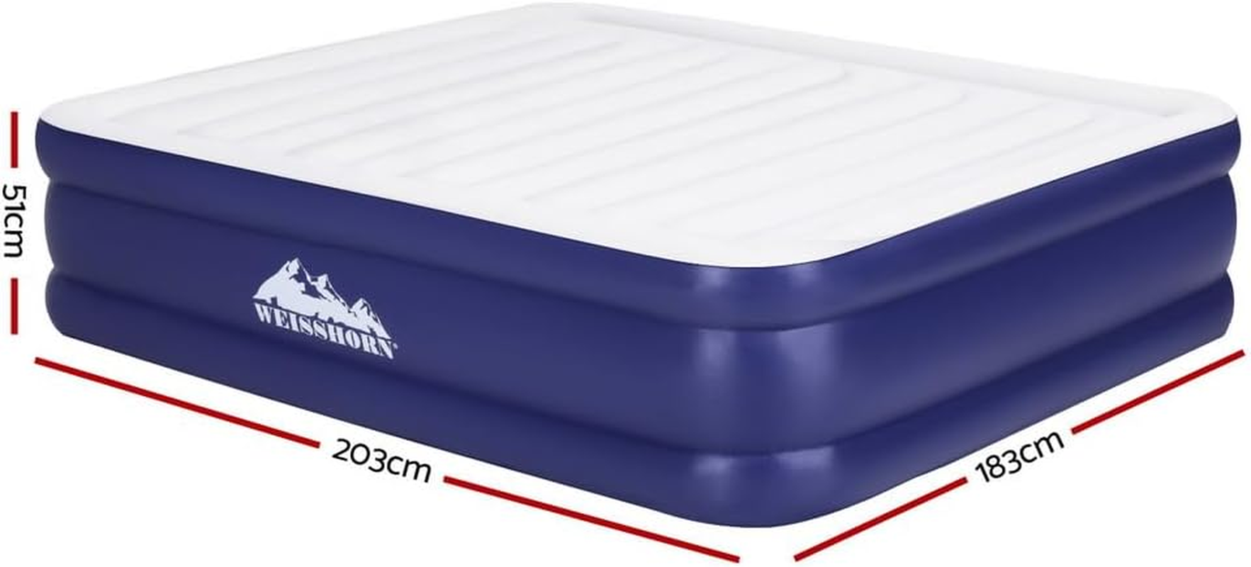 Weisshorn Air Mattress Inflatable Bed Pump King Air Bed 51Cm Dark Blue