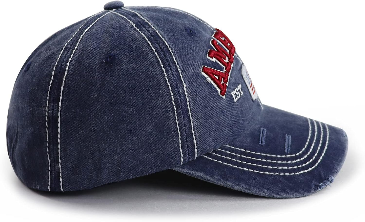 American Flag Hat for Men Women, Funny Adjustable Cotton Embroidered Distressed Baseball Cap image number 1