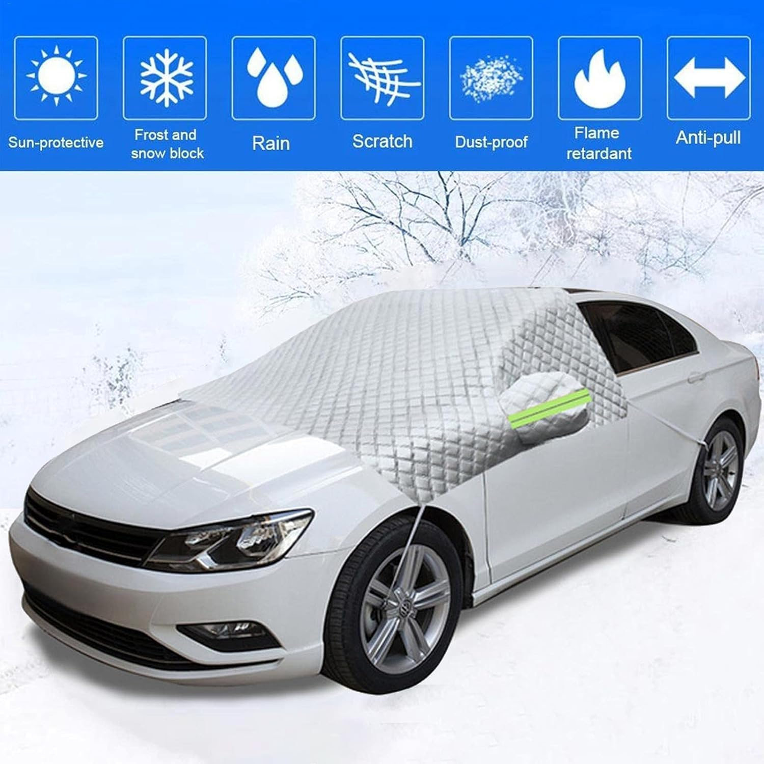 Car Windscreen Cover Car Sun Shade Front Windscreen Sunshade Auto Front Window Protector Winter Front Window Ice Cover Snow Frost Dust Sun Shade Protector 4 Layers in All Weather