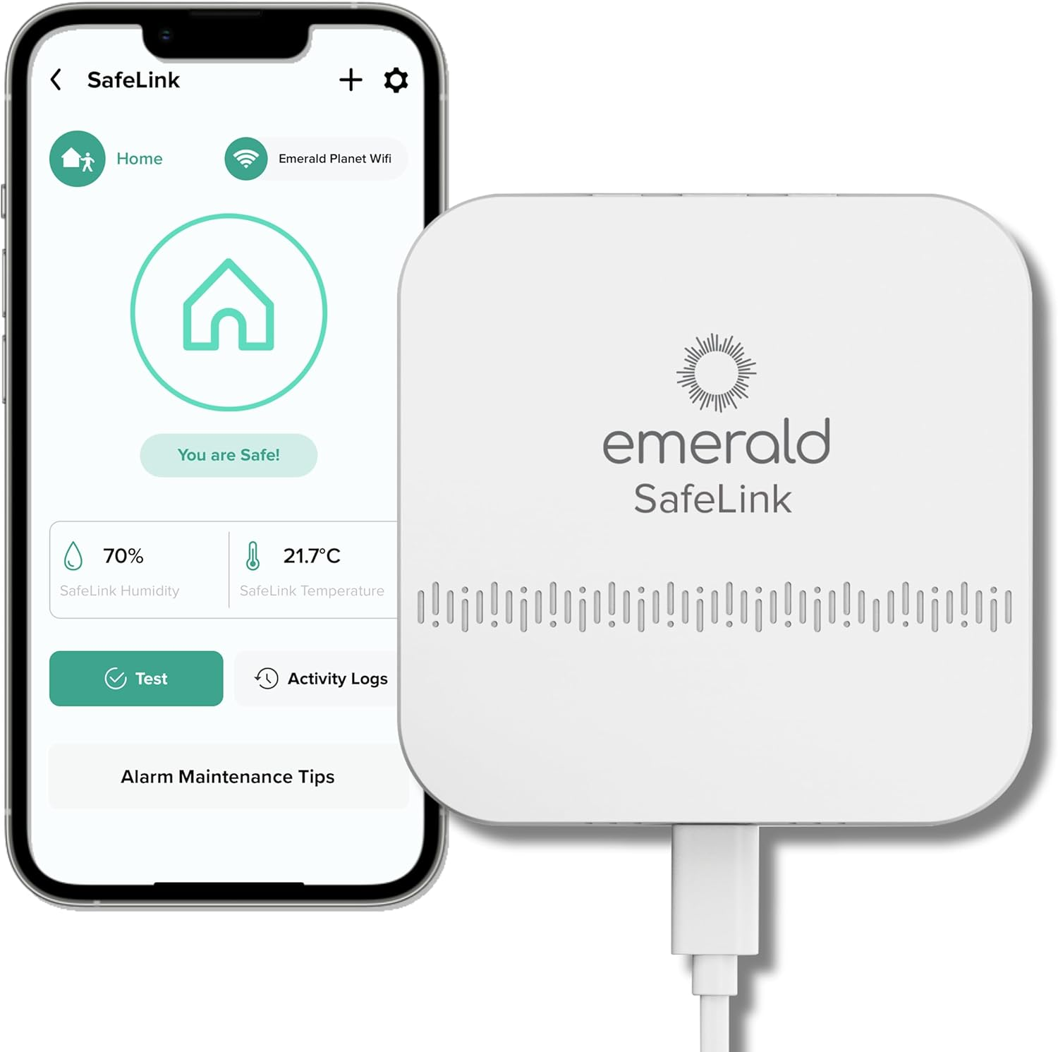 Emerald Home Safelink - Smart Wi-Fi Enabled Gateway Links Emerald Smoke Alarms to Your Phone for Constant Access and Fire Security. Enjoy a Safer Home. image number 6