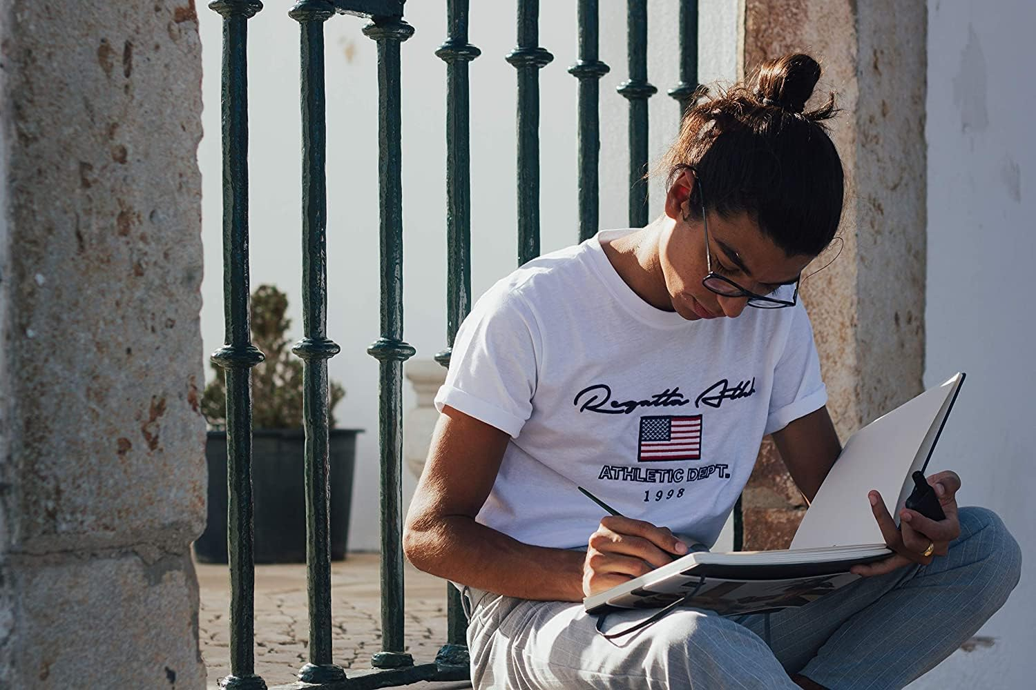 Etchr Perfect Sketchbook - A5 Landscape - Cold Press 100% Cotton Sketchbook - Hardcover Sketchbook 5.8&rdquo;X8.3" with 44 Pages